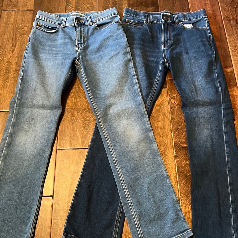 Both pairs boys Lands’ End size 12 blue jeans